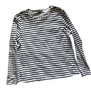 *Lands' End Navy & White Striped Nautical Coastal Chic Classic Prep Women Top L